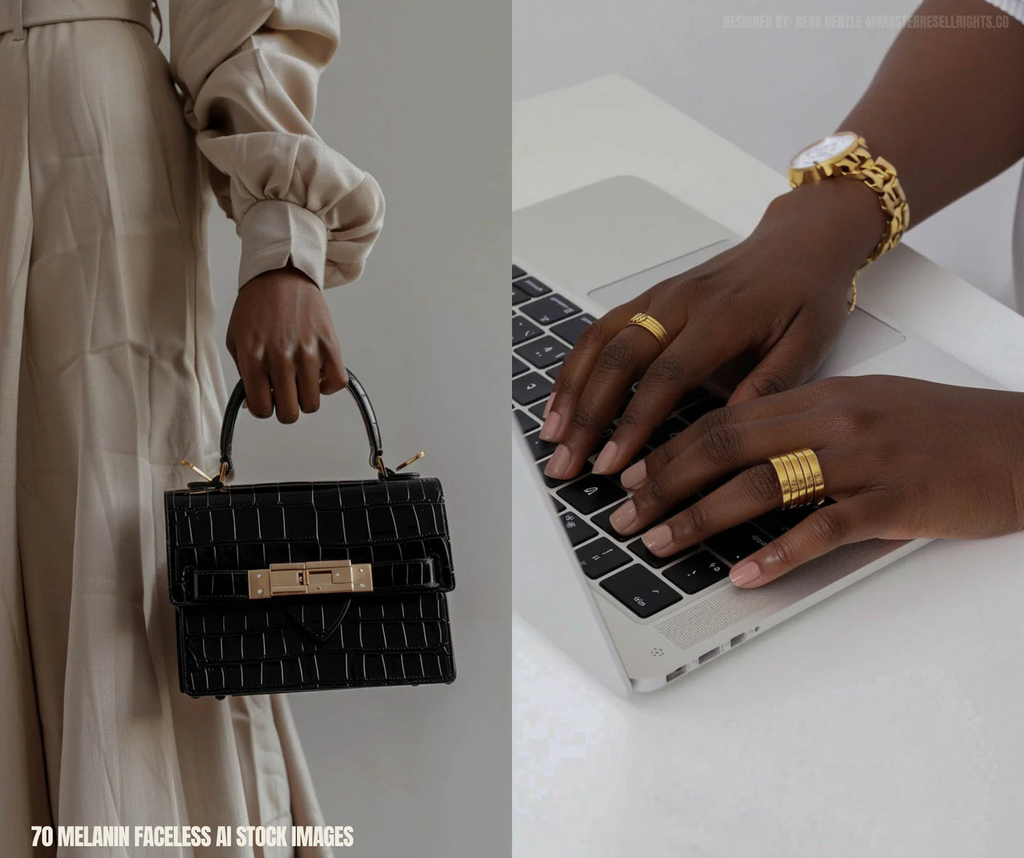 70 Luxury Melanin Faceless AI Stock Photos